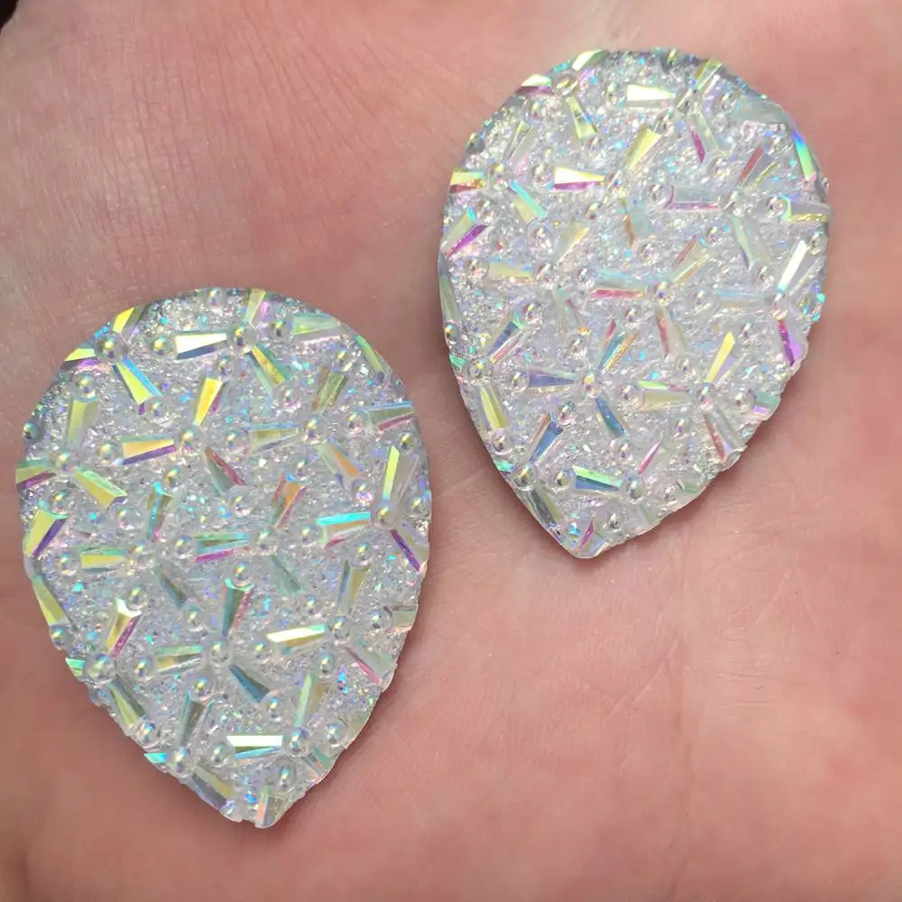

16PCS AB Resin 30*40mm drop 3D flower Gem Flatback rhinestone scrapbook diy jewelry making accessories supplies PF479*2