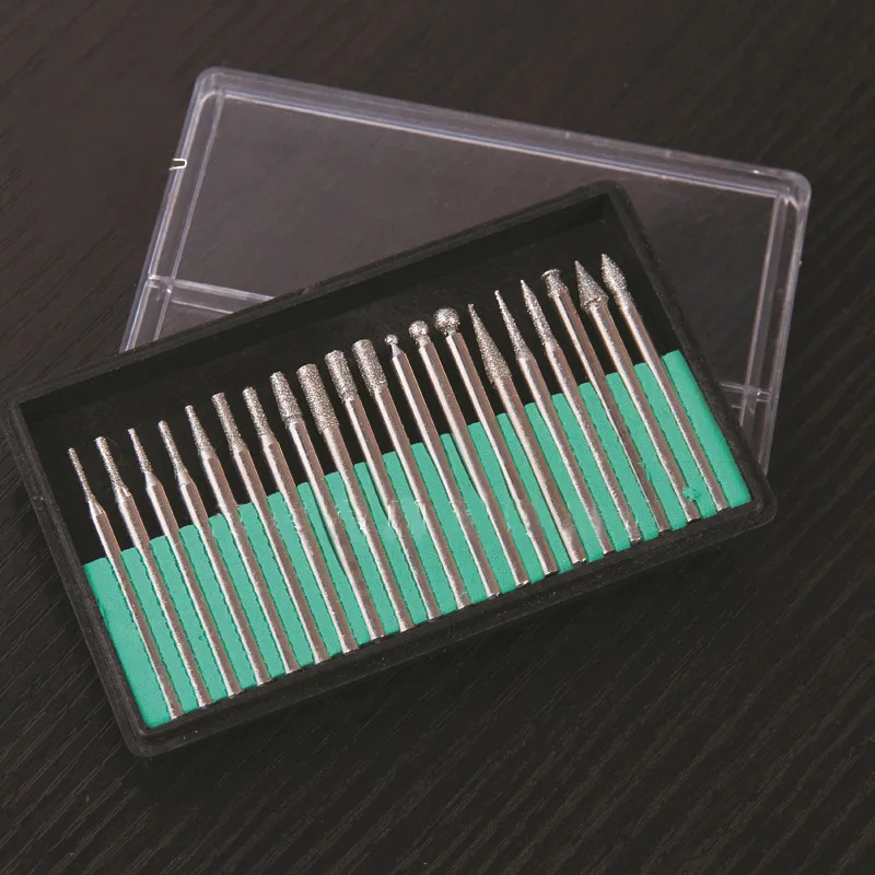 Newest 20Pcs Grinding Cutting Head Drill Bits Shank Diamond Dremel Rotary Carving Polishing Tool Sets 3mm -- JD9