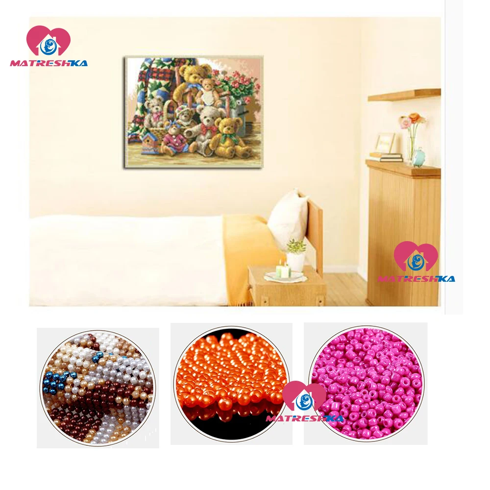 Вышивка бисером медведя diy семейный Декор для дома вышивка крестиком из бисера