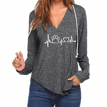 

2018 New Fashion Paw Print Sweatshirts Femmes Kawaii Tops Funny Casual Hoody Clothings Street Thick Sweet Pullovers Comfortable