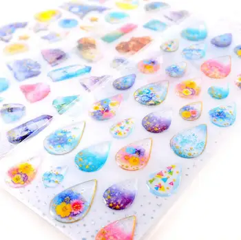 

24 pcs/lot Dazzling 3D Gemstone Waterdrop Various Decorative Stickers Diary Sticker Scrapbook Decoration PVC Stationery Stickers