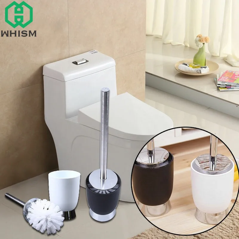 WHISM Toilet Brush with Holders Solid Stainless Steel Toilet Brushes