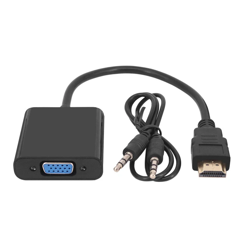 

New HDMI to VGA with audio cable Converter Male To Famale Converter 1080P Digital to Analog Video Audio For PC Laptop Tablet