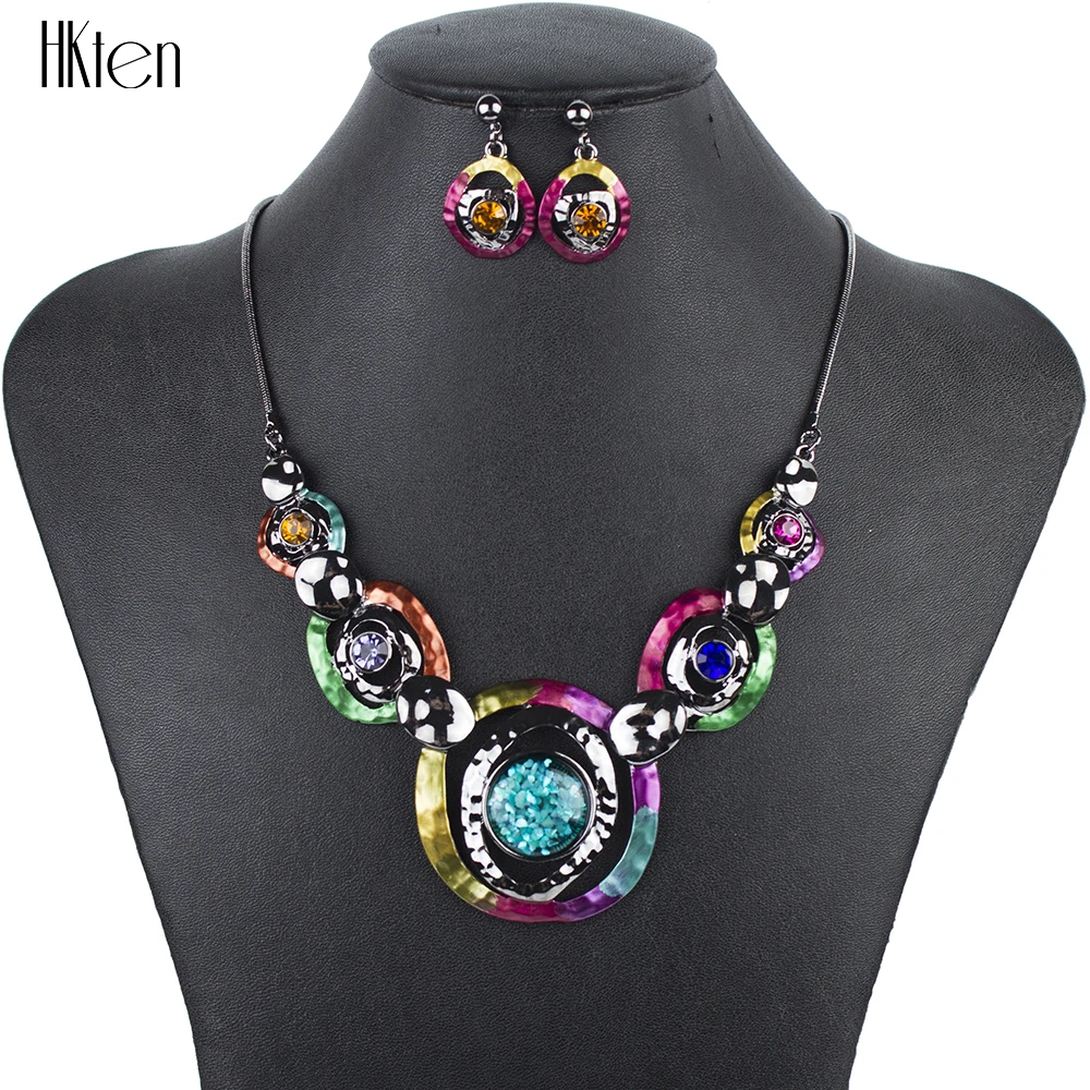 MS1504195 Fashion Bright Colors Jewelry Sets Woman's Necklace Earring