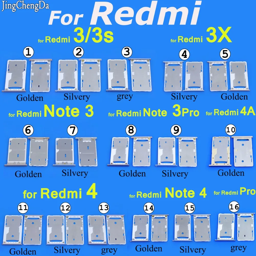

JCD For Xiaomi for Red mi 4 Note 4 New SIM Card Holder Slot Tray Container Replacement parts for Redmi Pro