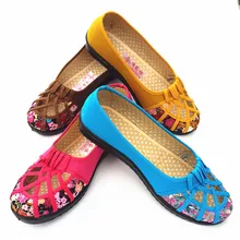 Old Beijing female shoe with flats bottom summer women slip-on hollow ventilating shoe elderly mother chaussure pius size35-41