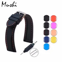 MS силиконовый ремешок для часов Diver Watch Band резиновый ремешок для часов с матовой застежкой из нержавеющей стали 20 мм 22 мм 24 мм ремешок для часов