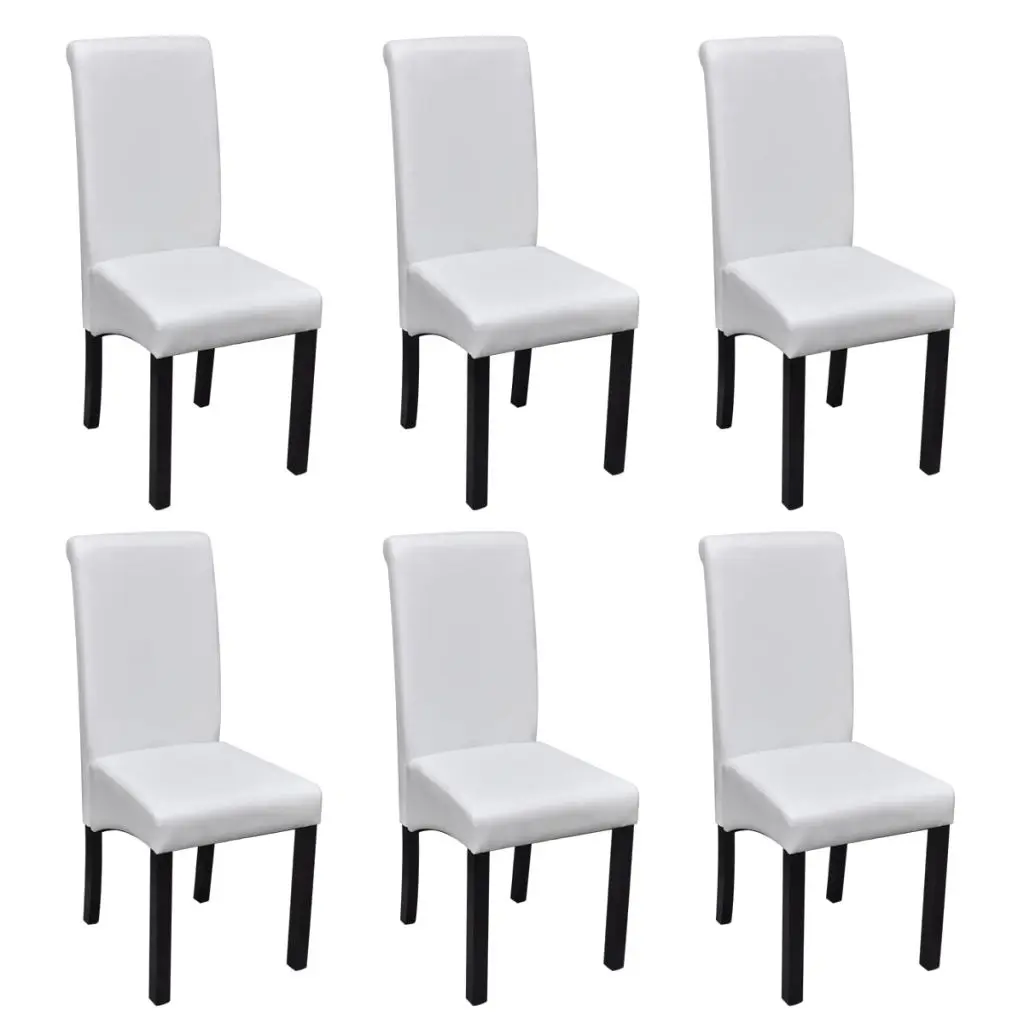 vidaXL Dining Chairs 6 pcs Artificial Leather Whitedining chair