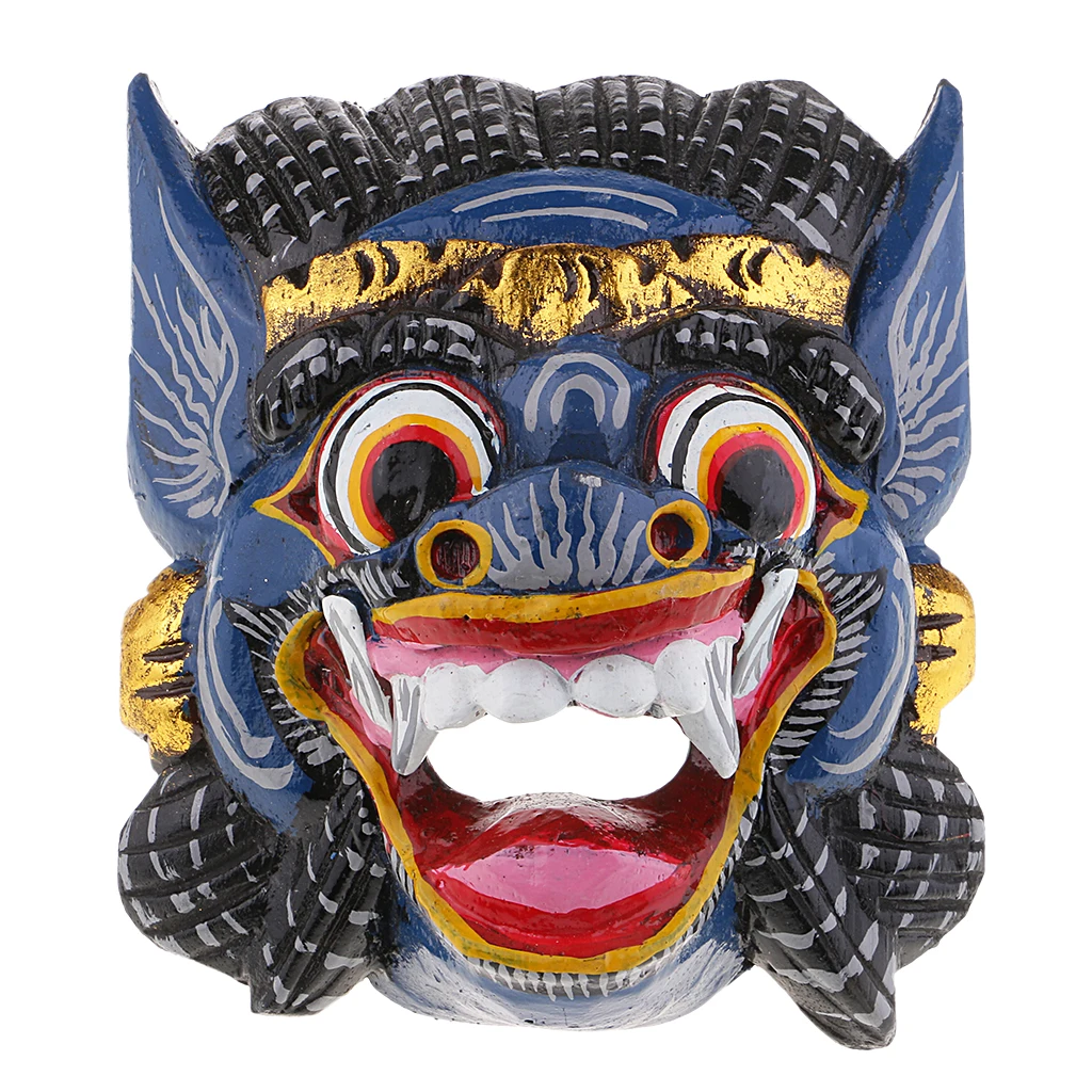 MagiDeal Antique Asian Thailand Wooden Carving Facial Mask Wall Hanging Art Crafts DIY Home Decoration