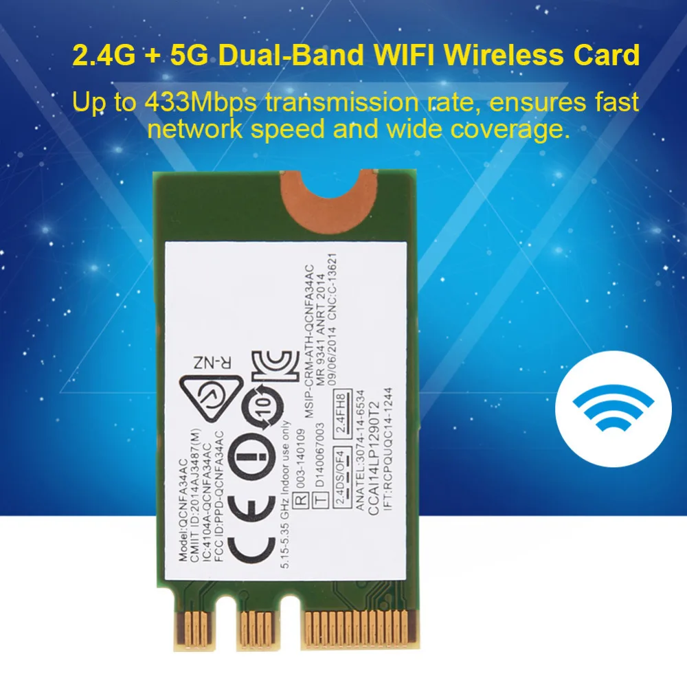 

Wide Compatibility 2.4G/ 5G Dual-Band Mini WIFI Wireless NGFF/ M2 wifi Card for Lenovo/ DELL/ Asus