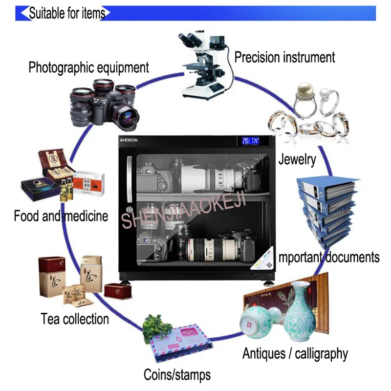 AD-80HC электронный влагонепроницаемый бокс светодиодный сушильный шкаф 80L SLR для хранения линз влагостойкий шкаф для сушки камеры 220 В 1 шт