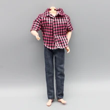 1set red Handmade Casual Clothes Pants Outfits For Ken boy friends Doll Clothes Children gift eg038