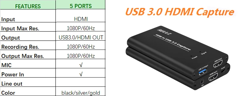 USB3.0 HDMI к USB 3,0 карта видеозахвата 1080P телефон конференции Запись коробка потоковая трансляция в прямом эфире w микрофон Rode videomicro) микрофон в