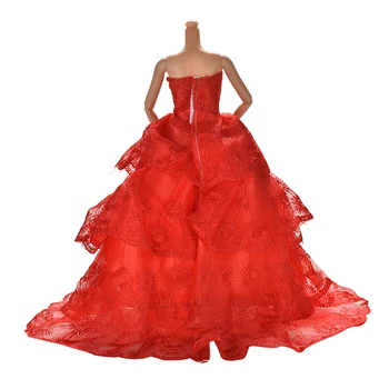 

New Handmake wedding Bridal Gown Dress for Barbie Clothing doll Princess Outfit Clothes Gift For Girls Red Color