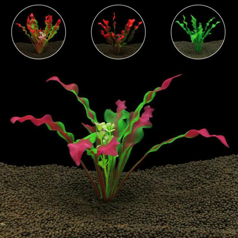 New Plastic Artificial Plant Aquarium Decoration Fish Tank Decorative Water Plant Grass Ornament 11cm-27cm 12 Styles Optional