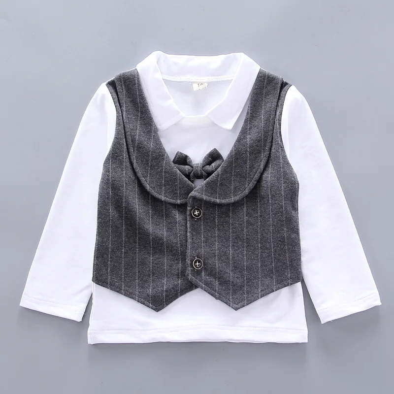 Autumn Children Baby Boys Suits Toddler Patchwork Formal T shirt Striped Pants 2Pcs/sets Kids Clothing Infant Tracksuits