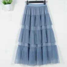 Чистая Пряжа торт юбка над огнем нового фонда осенние зимние юбки женская модная вуаль плиссированная юбка