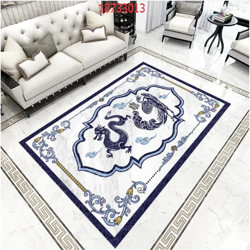 beibehang Custom size PVC material Chinese style parquet floor dragon and phoenix pattern marble retro floor painting wallpaper