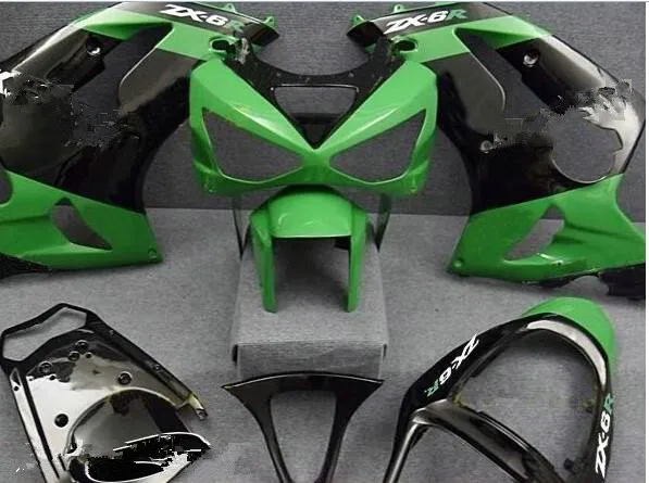 

Injection mold Fairing Kit for KAWASAKI Ninja ZX6R 636 03 04 ZX 6R 2003 2004 zx 6r 03 04 Green black Fairings set+7gifts KW04