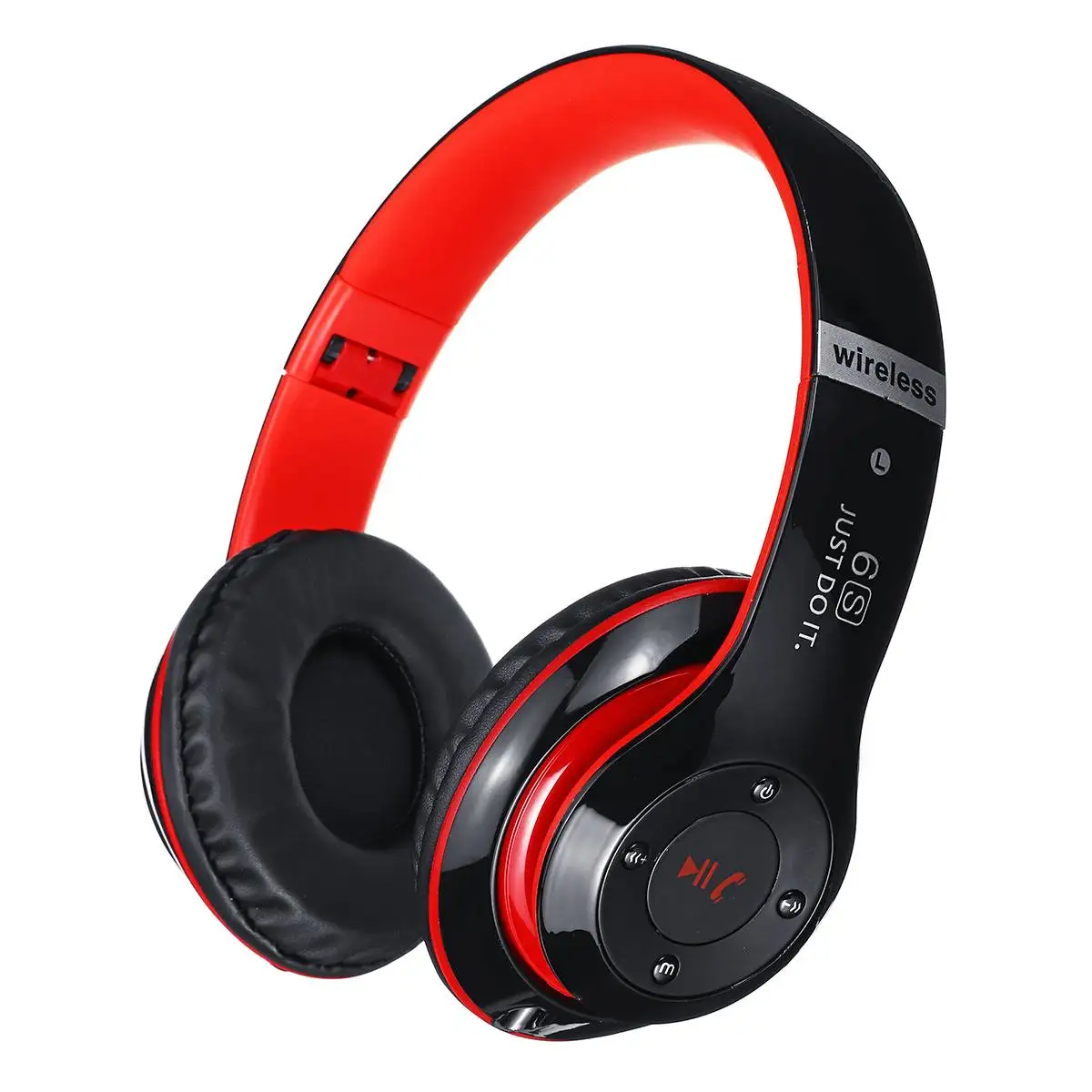 Bluetooth над ухом складные наушники Беспроводная стереогарнитура шумоподавление с микрофоном TF FM для ПК/сотовых телефонов/ТВ/компьютера - Цвет: Красный