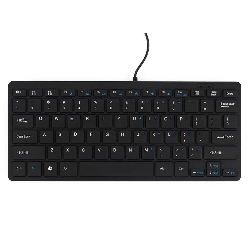 Ultra Thin Wired Mute Keyboard 78 Key Ergonomic Design Chocolate 