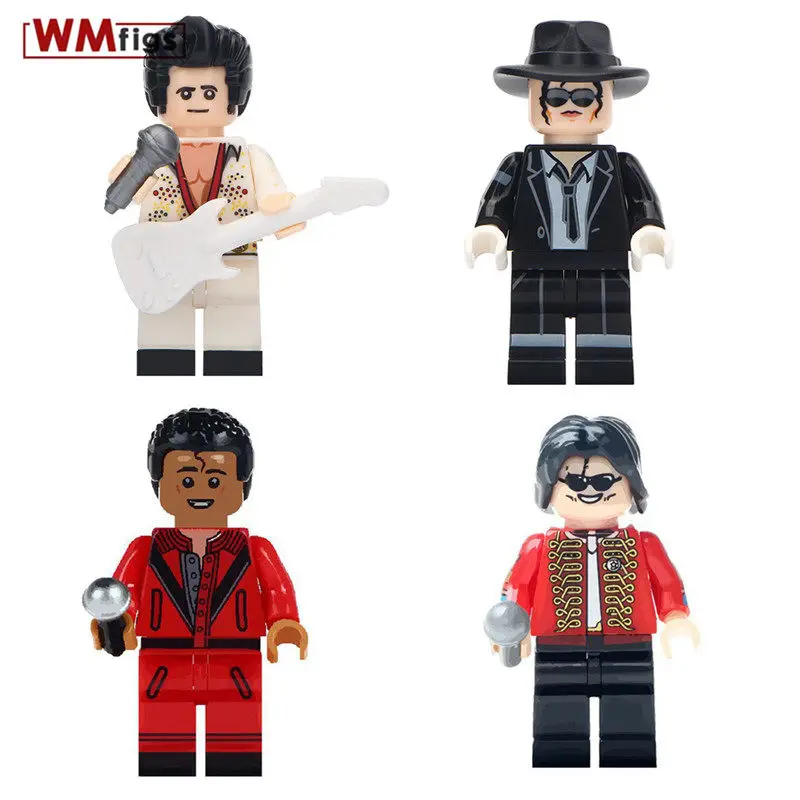 

Single Freddie Mercury Kiss Band Queen Guitar Rock Celebrities Mr.Bean Beckham Model Building Block Toys for Children Gifts