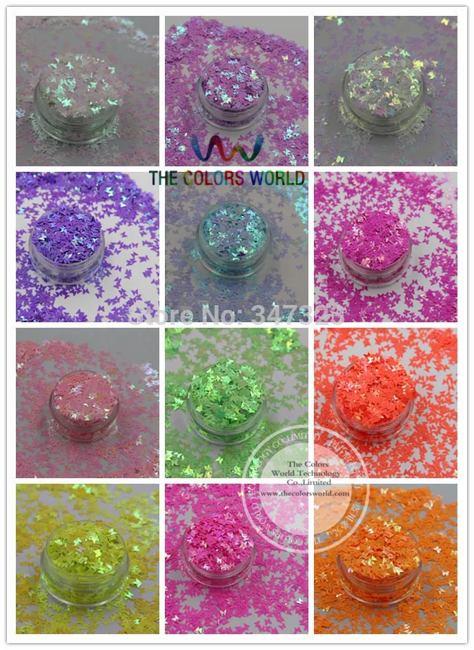 

TCT-102 Iridescent Pearlescent colors Glitter Butterfly shape for Nail design nail art and DIY Size:3mm