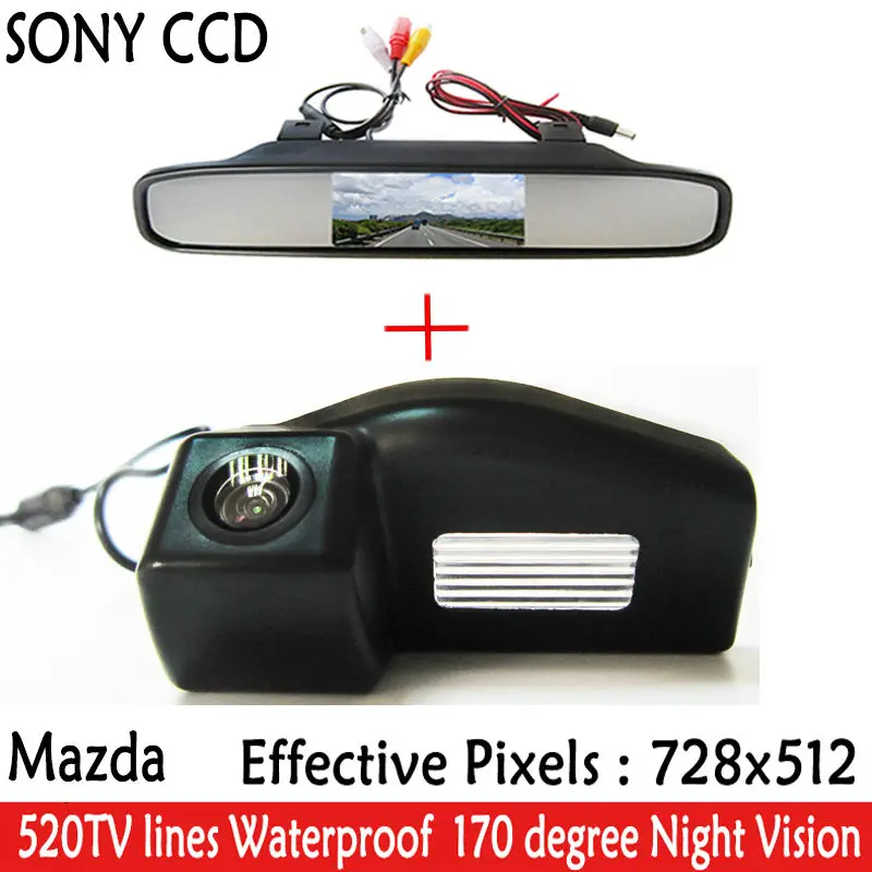 

Auto Parking Assistance System 4.3 LCD Mirror Car Parking Monitor+1Car Rear view Camerawith parking lines for Mazda 2 / Mazda 3