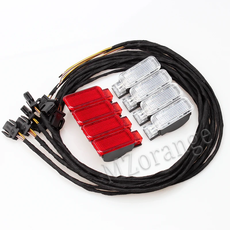 

2017 auto parts full set 4PCS LED Foot Nest Lamp 4PCS Door Warning Light kit FOR Audi A3 A4 A5 A6 A7 A8 Q3 Q5 TT
