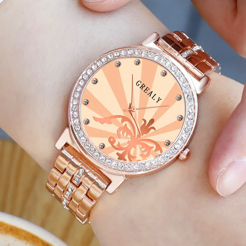 

Diamond Women's Wrist Watches Rose Gold Fashion Female Ladies Watches Quartz Diamond Stainless Strap Watches Relojes Mujer