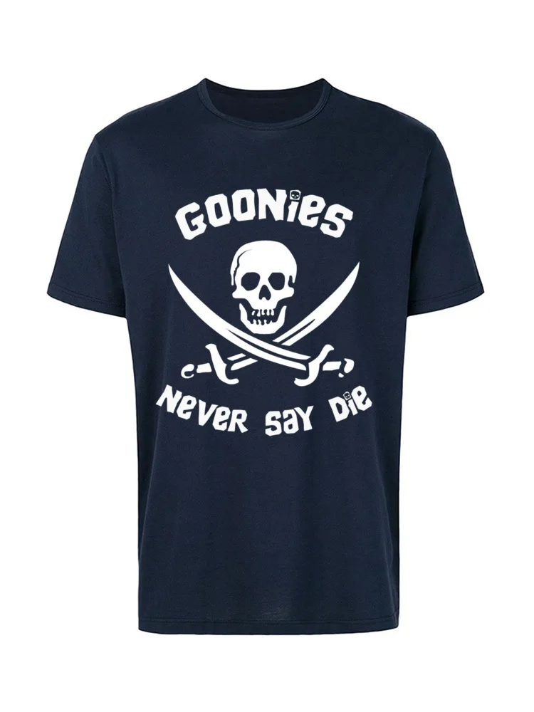 Fashionable Men's Top T-shirts Crewneck Short Sleeve Pure Cotton Goonies Never Say Die 15287 Tops Tees Normal T-shirts Goonies Never Say Die 15287 navy