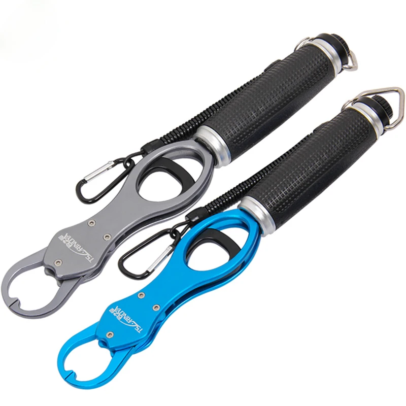 

Aluminium Alloy Fishing Grip with Scale Test 18kg Portable Gripper Fishing Accessories Tool Blue Grey Color