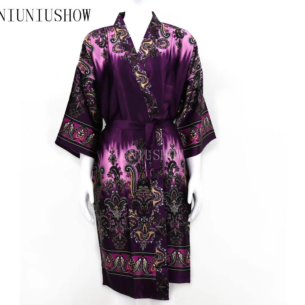 Женская атласная ночная рубашка с цветочным принтом один размер|satin robe|kimono