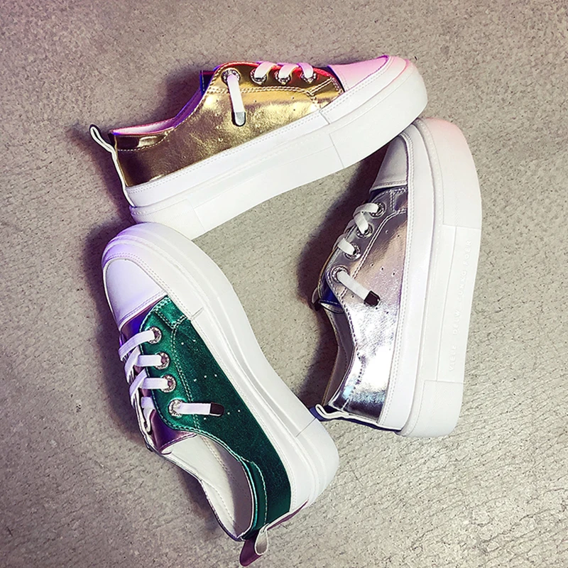 

Glitter Platform Sneakers Women Luxury Sneakers Women Green Sneakers Women Bling Crystal Sneakers Ladies Sneakers Autumn 2019