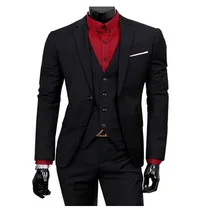 Современный мужской костюм для жениха лучший мужской свадебный модный Удобный индивидуальный костюм из трех предметов классический черный