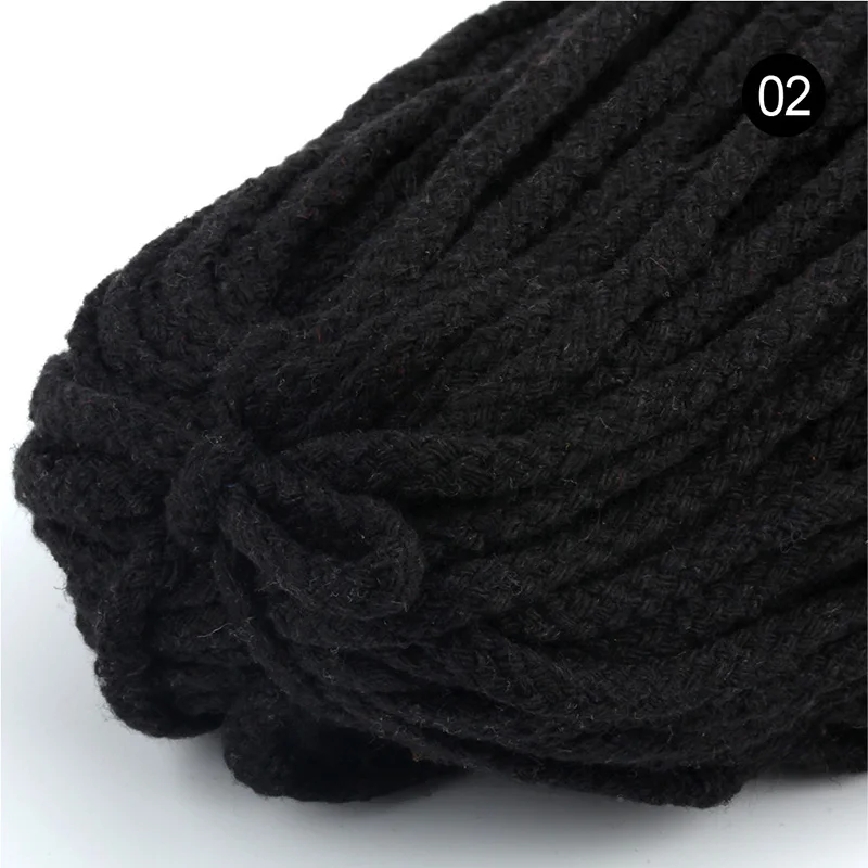 Meetee 40 метров 5 мм цветная восьмижильная хлопковая скрученная веревка шнур тканый шнур для нитей Домашнее украшение ремесла AP276 - Цвет: Черный