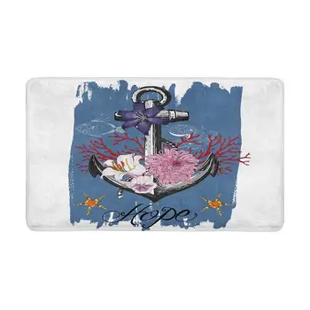

Anchor Flowers, Fish, Starfish, Octopus Doormat Anti-Slip Entrance Mat Floor Rug Indoor/Front Door Mats