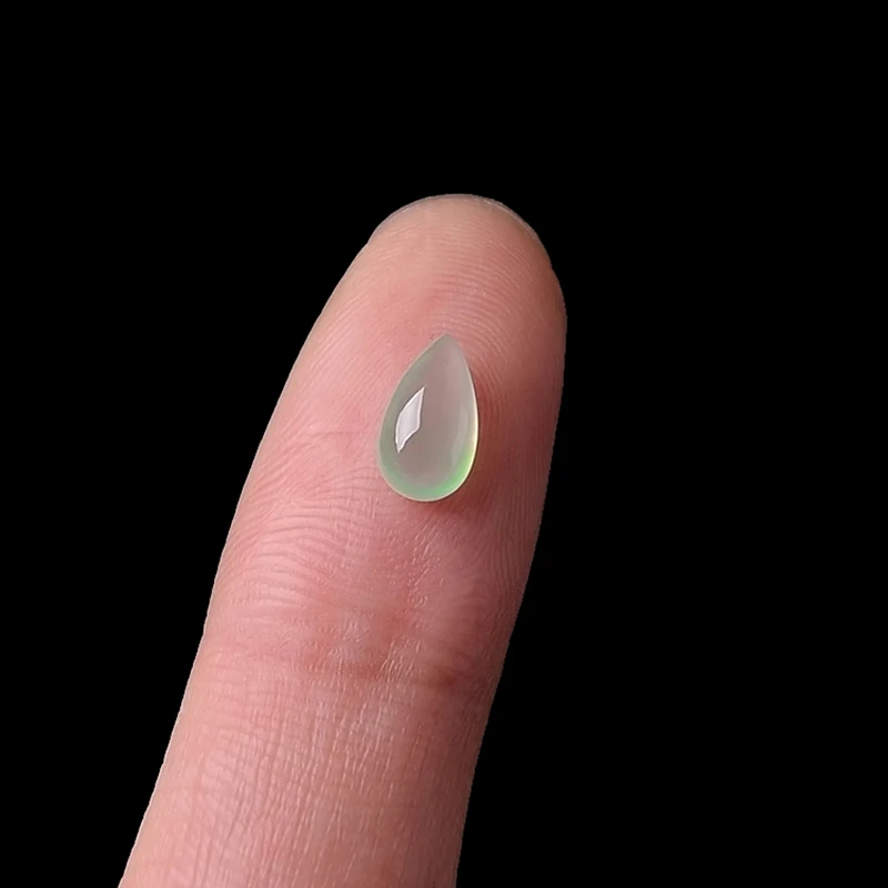 

TJP Authentic natural jade A goods from fluorescent water drops bare stone egg pendant size 9.2*5.2*3.7 mm