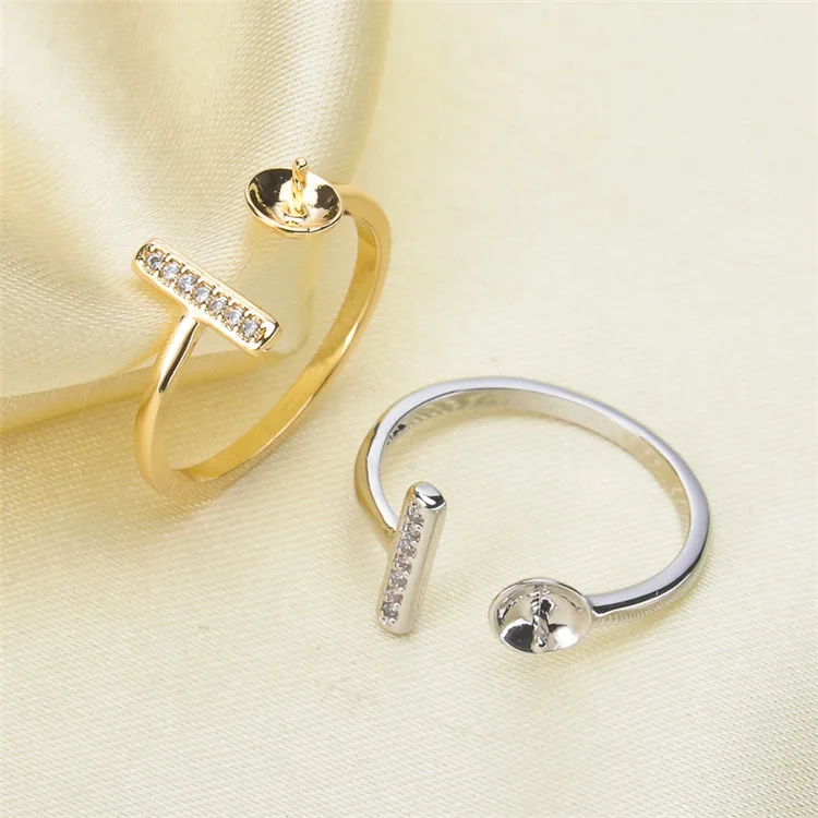 Жемчужное кольцо, модное кольцо, регулируемый размер 925 Серебряное кольцо Набор для изготовления ювелирных украшений вручную без жемчуга