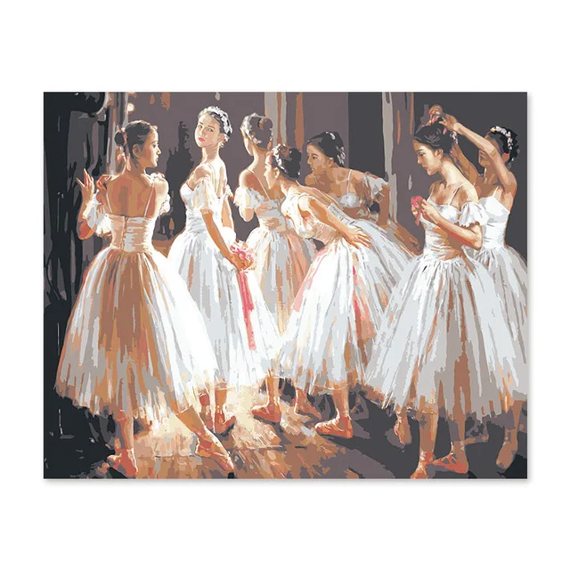 

Diy digital oil painting by numbers drawing hand painted pic Ballerina dancing participation in the class