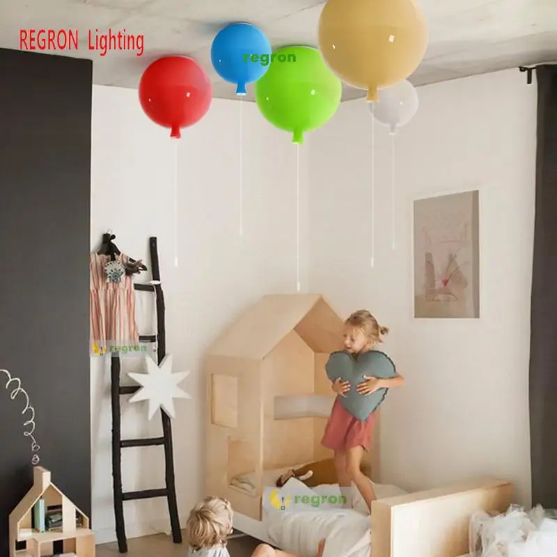 

Regron Acrylic Ceiling Lamps Led Colorful Balloon Circular Ceiling Lights Romantic E27 Lustres For Children Room Bedroom Balcony