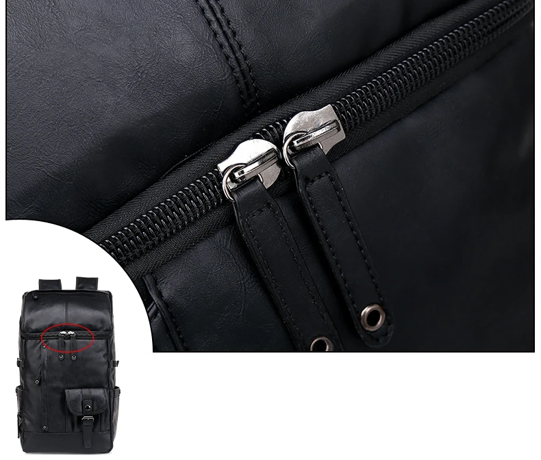 Большой Вместительный черный кожаный мужской рюкзак, повседневный дорожный рюкзак для мужчин, Студенческая школьная сумка, 14 рюкзак для ноутбука, мужской рюкзак Mochila
