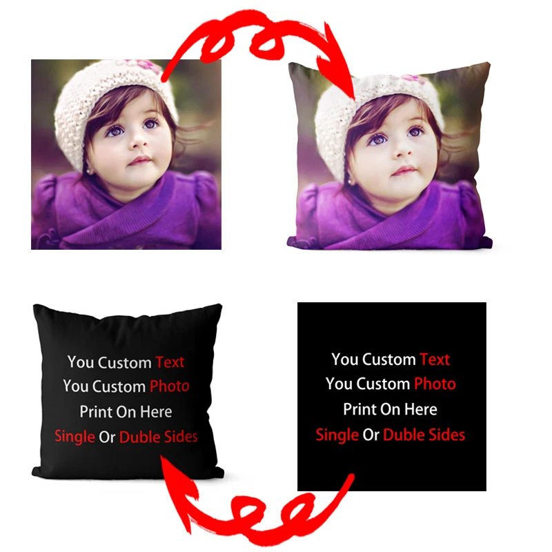 

DIY Photo Custom Design Print Made Pillow Case Soft 2 Sides Printed Customized Cushion for Back Chair Rectangulart Dropshipping