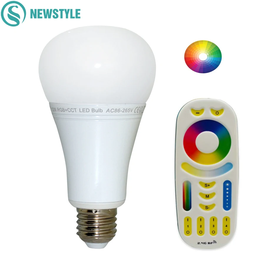 

LED Bulb 12W Mi Light E27 Dimmable LED Bulb Light RGB + Warm White + White (RGB+CCT) Spotlight Indoor Decoration AC85-265V