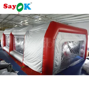 

Sea Shipping 10x6x3m Red&Silver Inflatable Spray Paint Booth Mobile Inflatable Paint Tent with Sponge Filter for Car Maintenance