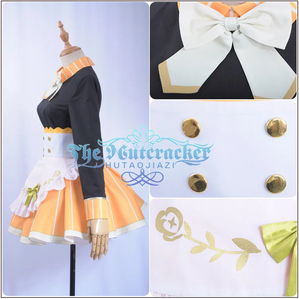 x_01 Anime Love live Cosplay Game Awakening Kousaka Honoka Cosplay Costume Maid Uniform Skirt Dress Apron Hairbend Hairpin Sockings (3)