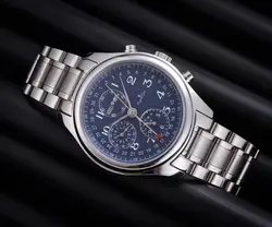 Топ Элитный бренд новый для мужчин часы нержавеющая сталь сапфировое стекло сзади автоматические механические Кожа Дата календари Moon Phase