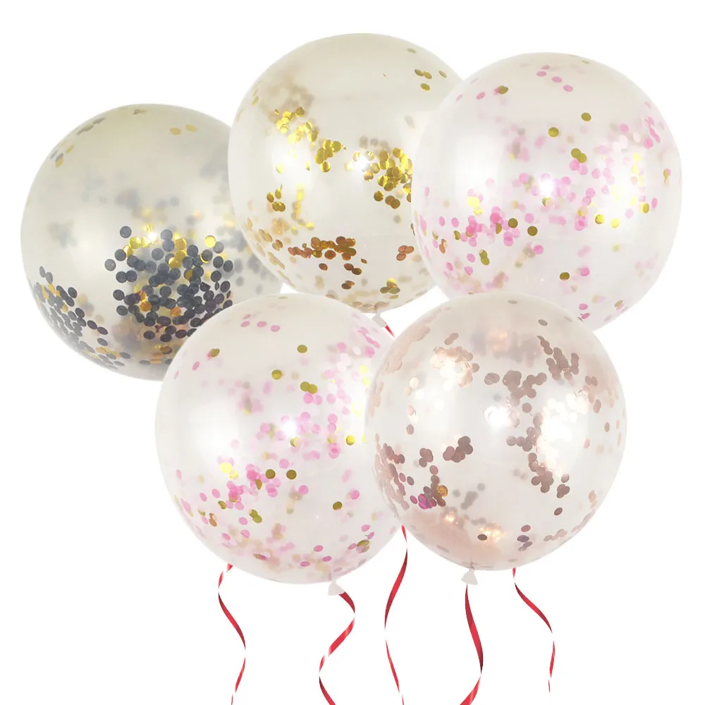 2pcs/lot 18 Inch Clear Confetti Balloon Latex Confetti Ballon Happy