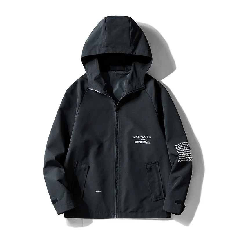 

New Hooded Jackets Men Solid Coats Casual Zipper Jackets+Cap Men's Baseball Jacket Coat Spring Autumn Windbreakers Streetwear