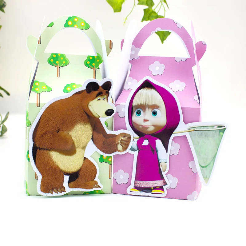 

Girl and Bear Favor Box Candy Box Gift Box Cupcake Box Kids Birthday Party Supplies Decoration Event Party Supplies